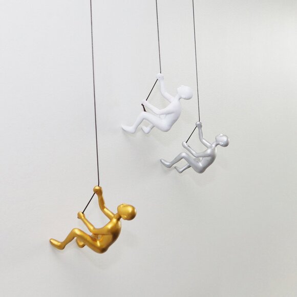 Climbing Man Home Decor Classic Wall-Art Sculpture | 3-Piece - Picture 1 of 5